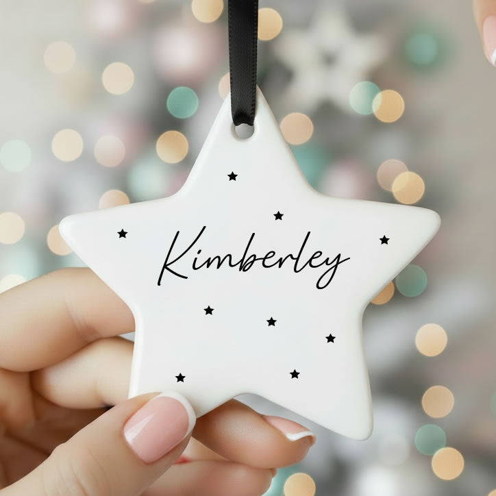Personalised Name Monochrome Star Christmas Ornament