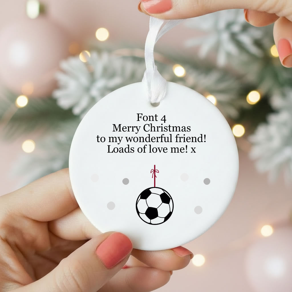Personalised Wording Football Ceramic Christmas Ornament
