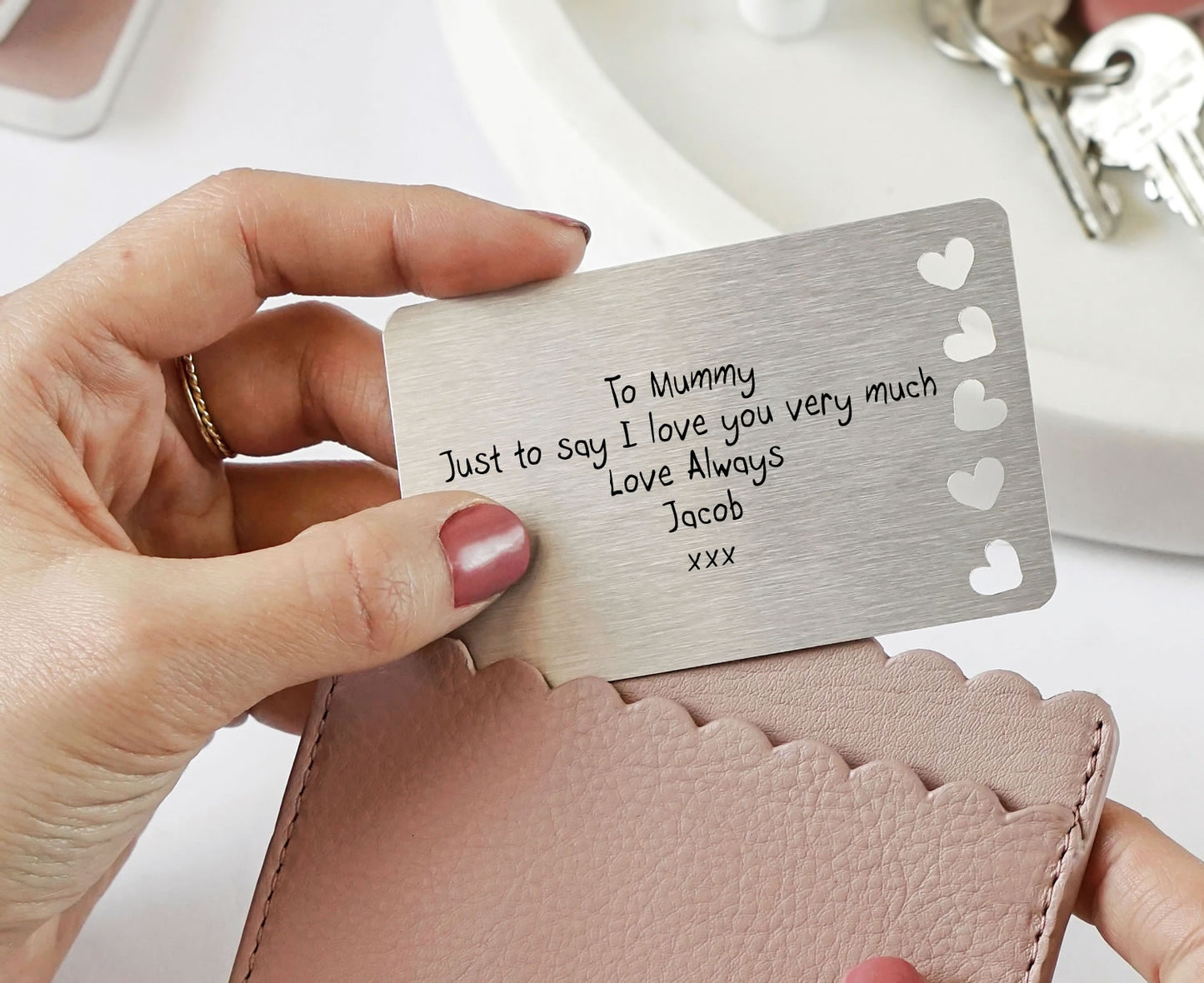 Personalised Sentimental Keepsake Wallet Card Child's Handwriting Font