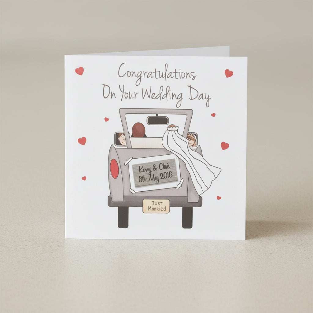 Personalised Congratulations Just Married Wedding Day Greeting Card