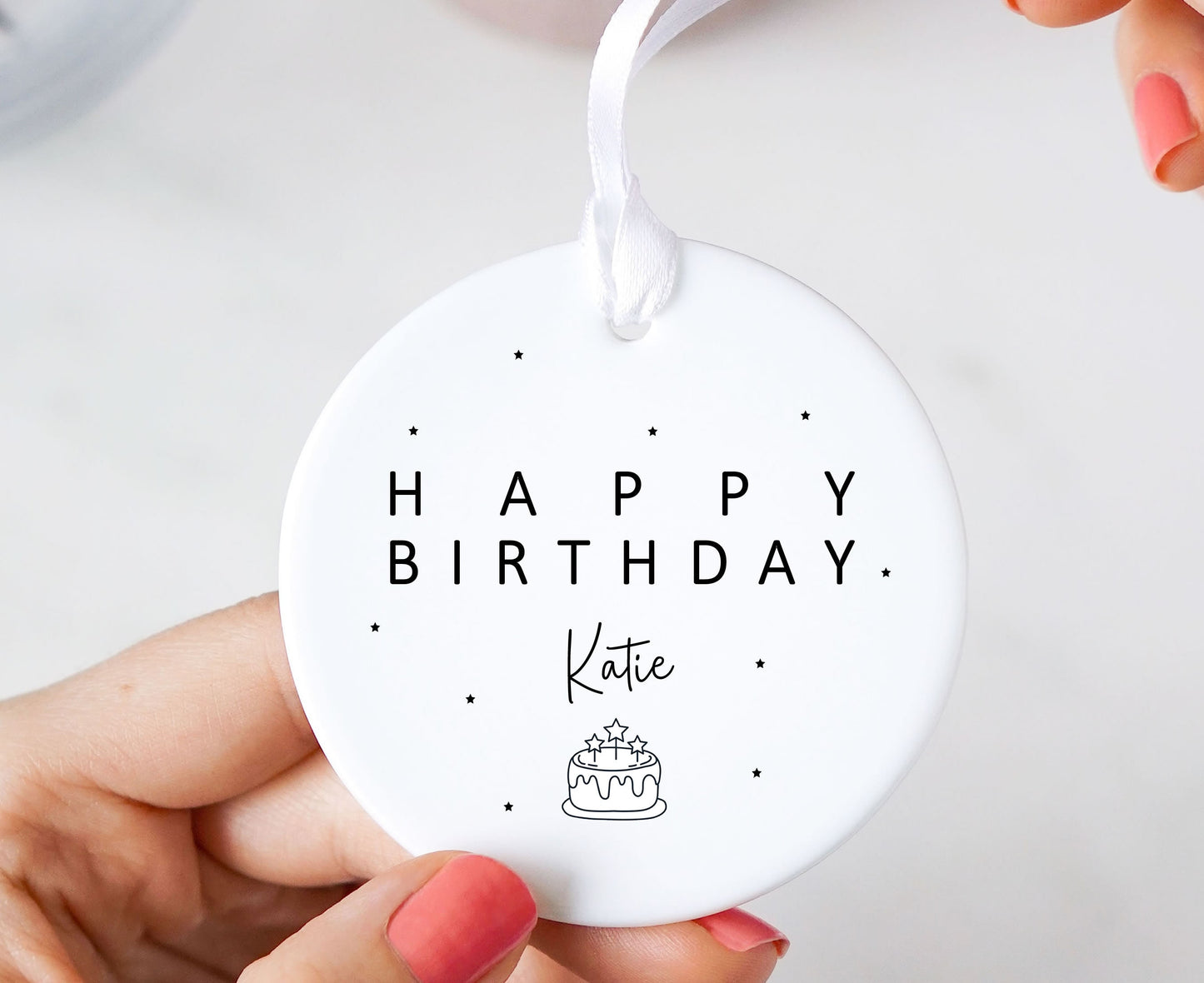 Personalised Happy Birthday Ceramic Hanging Keepsake Ornament