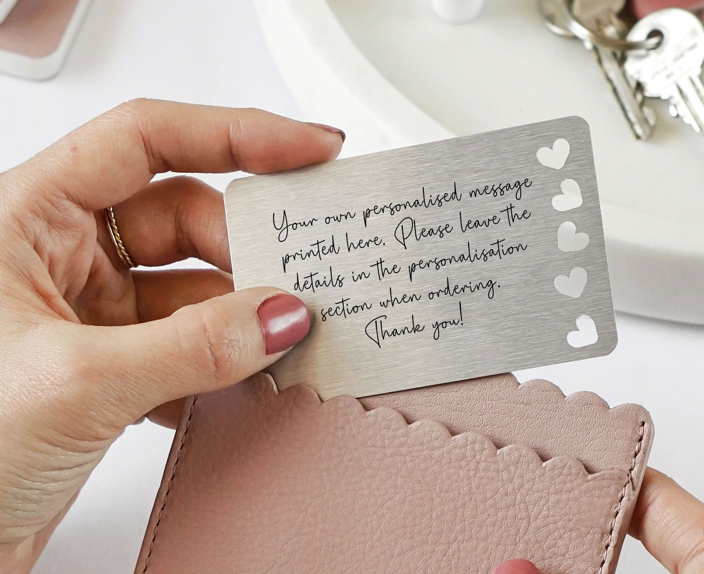 Personalised Sentimental Keepsake Wallet Card - Own Wording Scripted Font