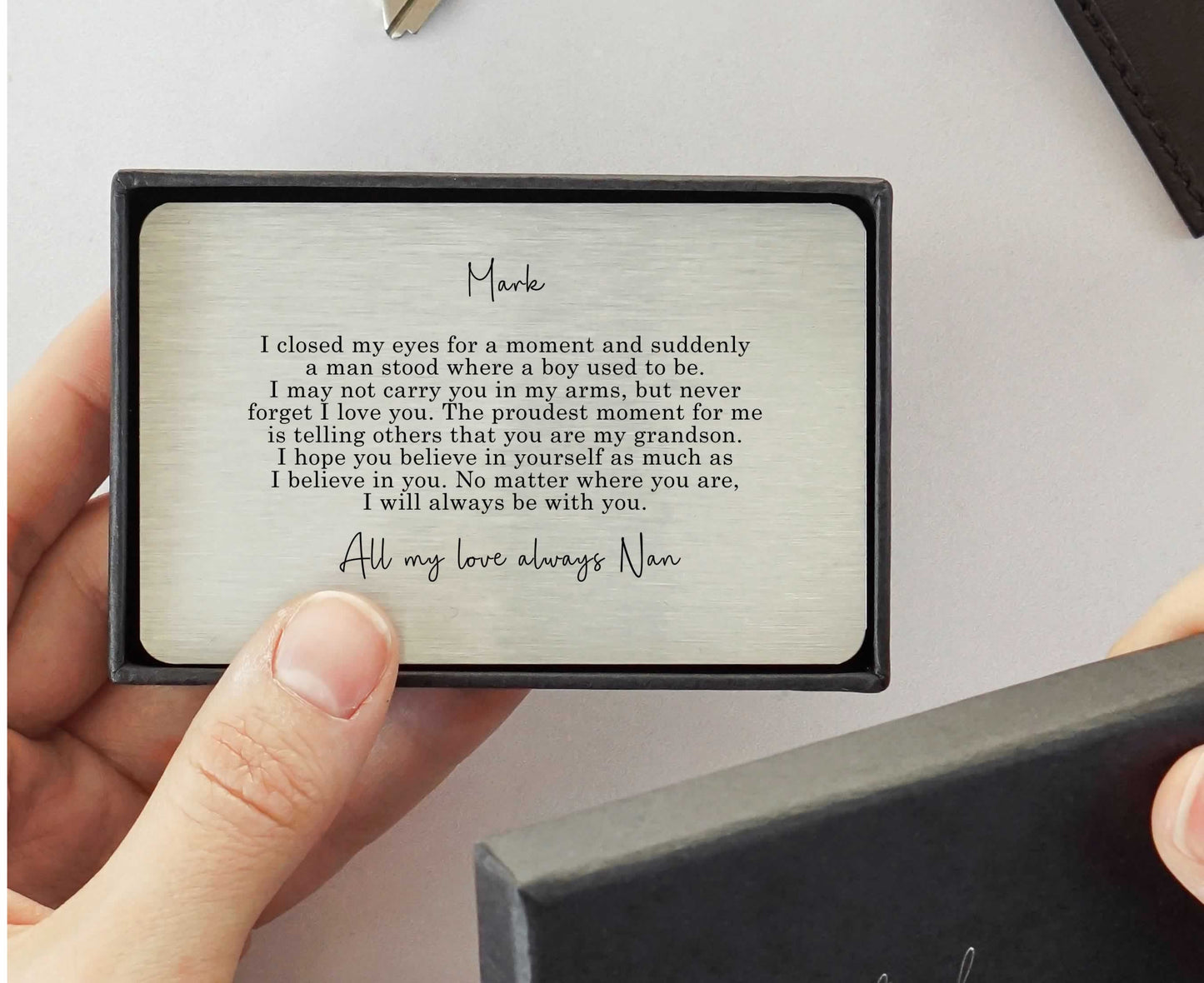 Personalised My Grandson Sentimental Poem Metal Wallet Card