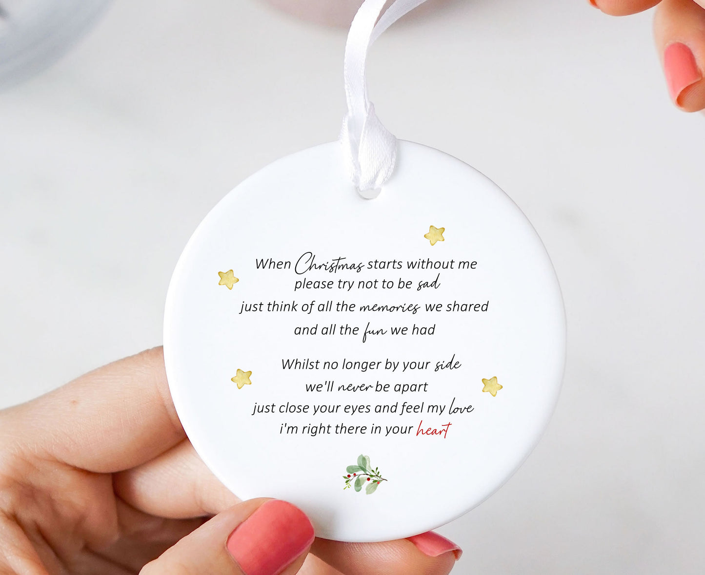 When Christmas Starts Without Me Remembrance Christmas Tree Ceramic Ornament
