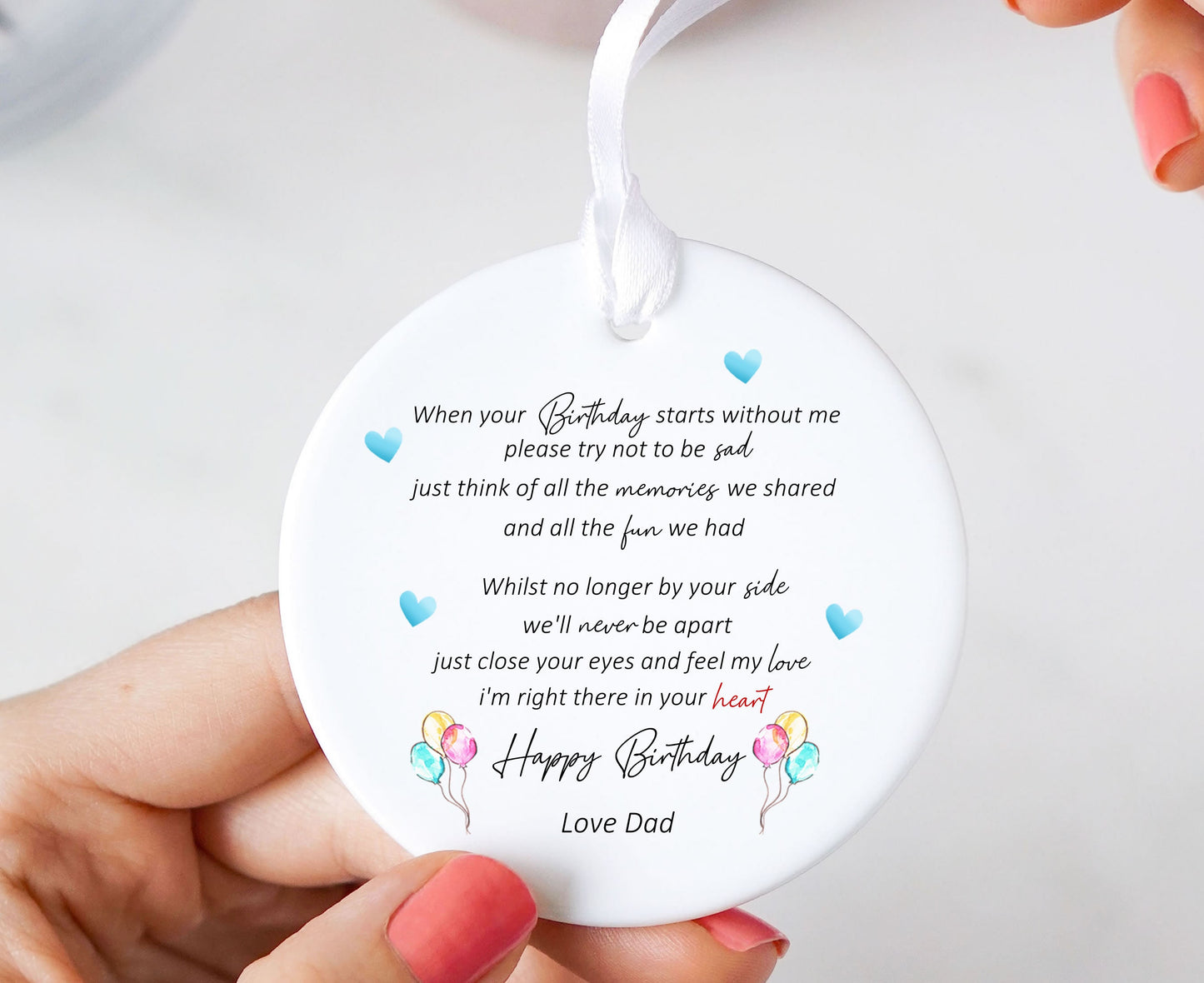 Personalised Birthday Starts Without Me Memorial Keepsake Ornament