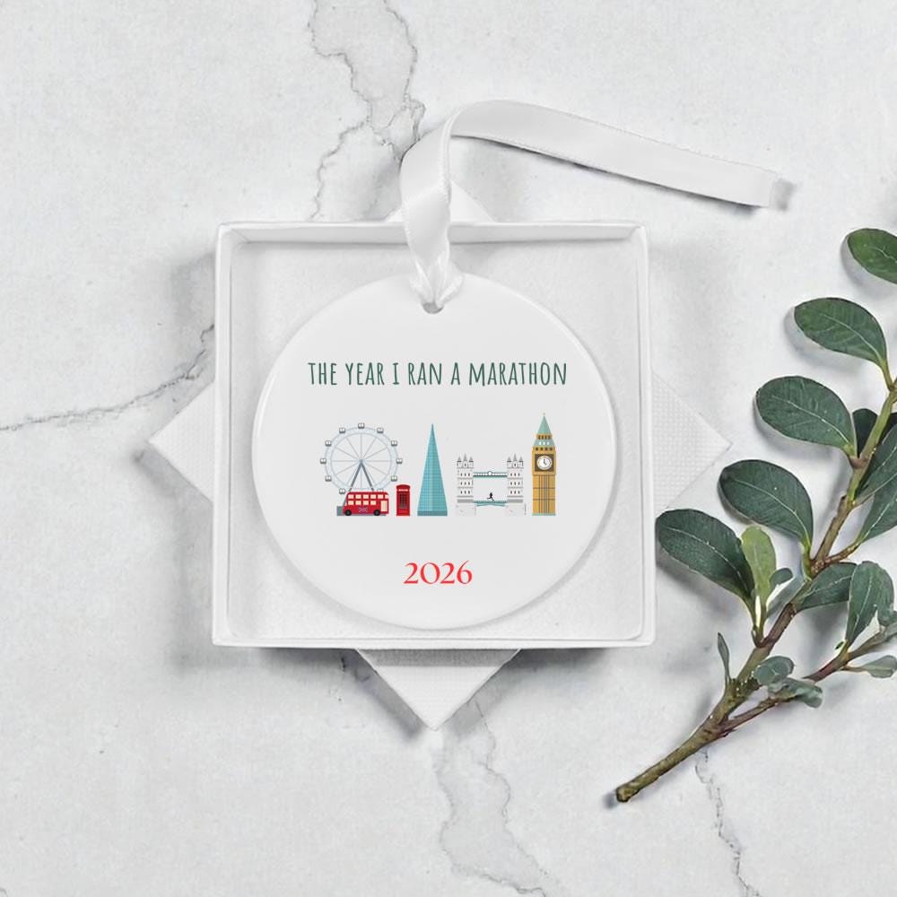 The Year I Ran A Marathon 2026 Ceramic Round Ornament Bauble