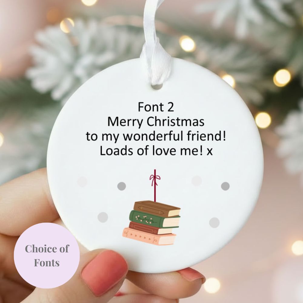 Personalised Wording Books Ceramic Christmas Bauble