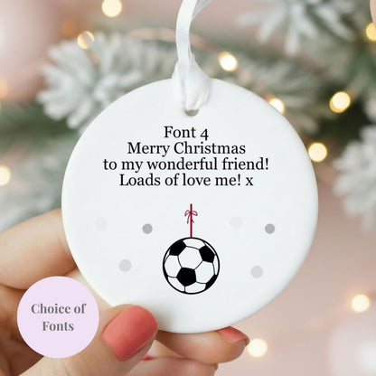 Personalised Wording Football Ceramic Christmas Ornament