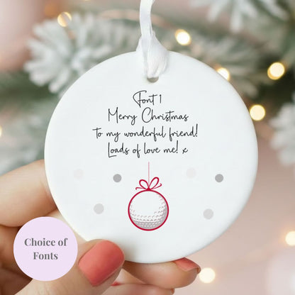 Personalised Wording Golf Ceramic Christmas Tree Bauble