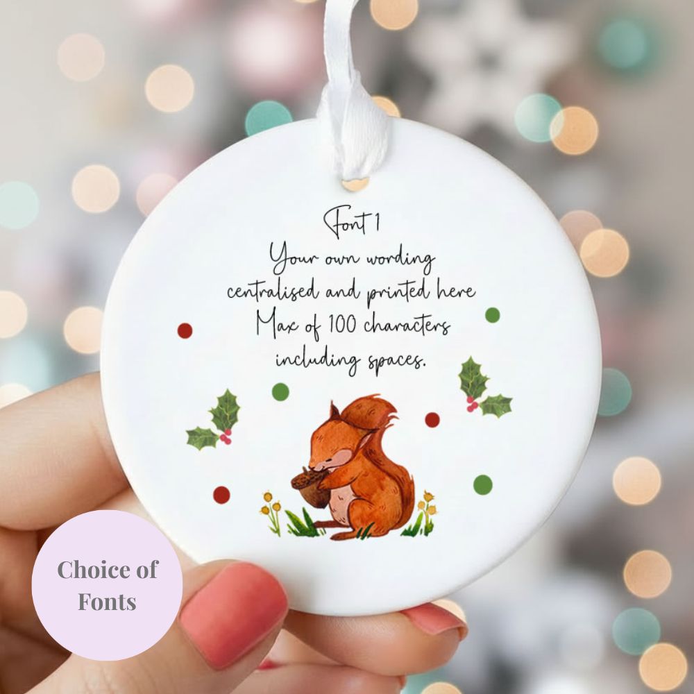 Personalised Wording Squirrel Ceramic Christmas Decoration