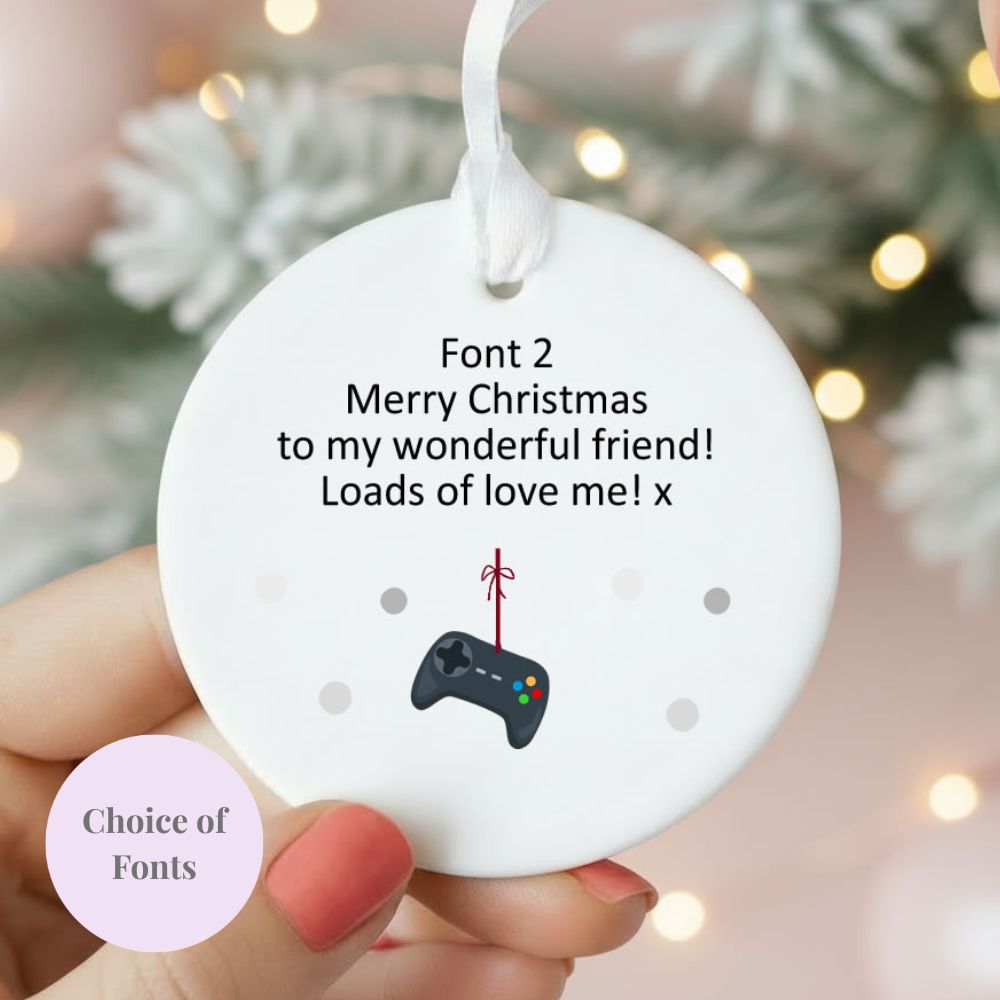 Personalised Wording Gamer Ceramic Christmas Tree Decoration