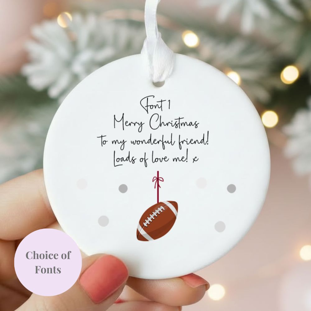 Personalised Wording American Football Ceramic Christmas Decoration