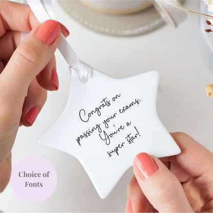 Personalised Custom Wording Star Ceramic Keepsake Hanging Ornament