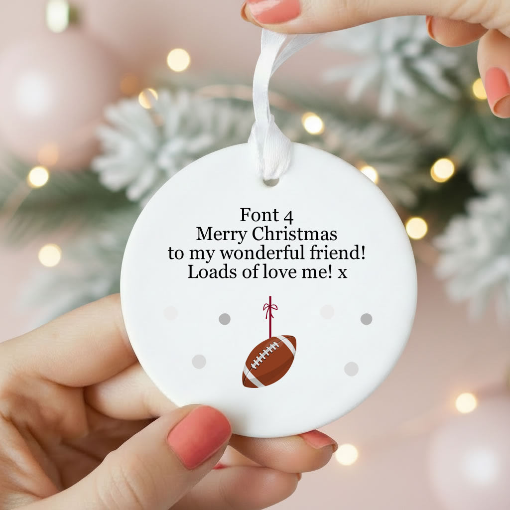 Personalised Wording American Football Ceramic Christmas Decoration