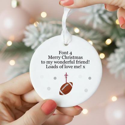 Personalised Wording American Football Ceramic Christmas Decoration