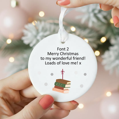 Personalised Wording Books Ceramic Christmas Bauble