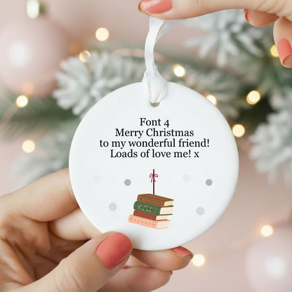 Personalised Wording Books Ceramic Christmas Bauble