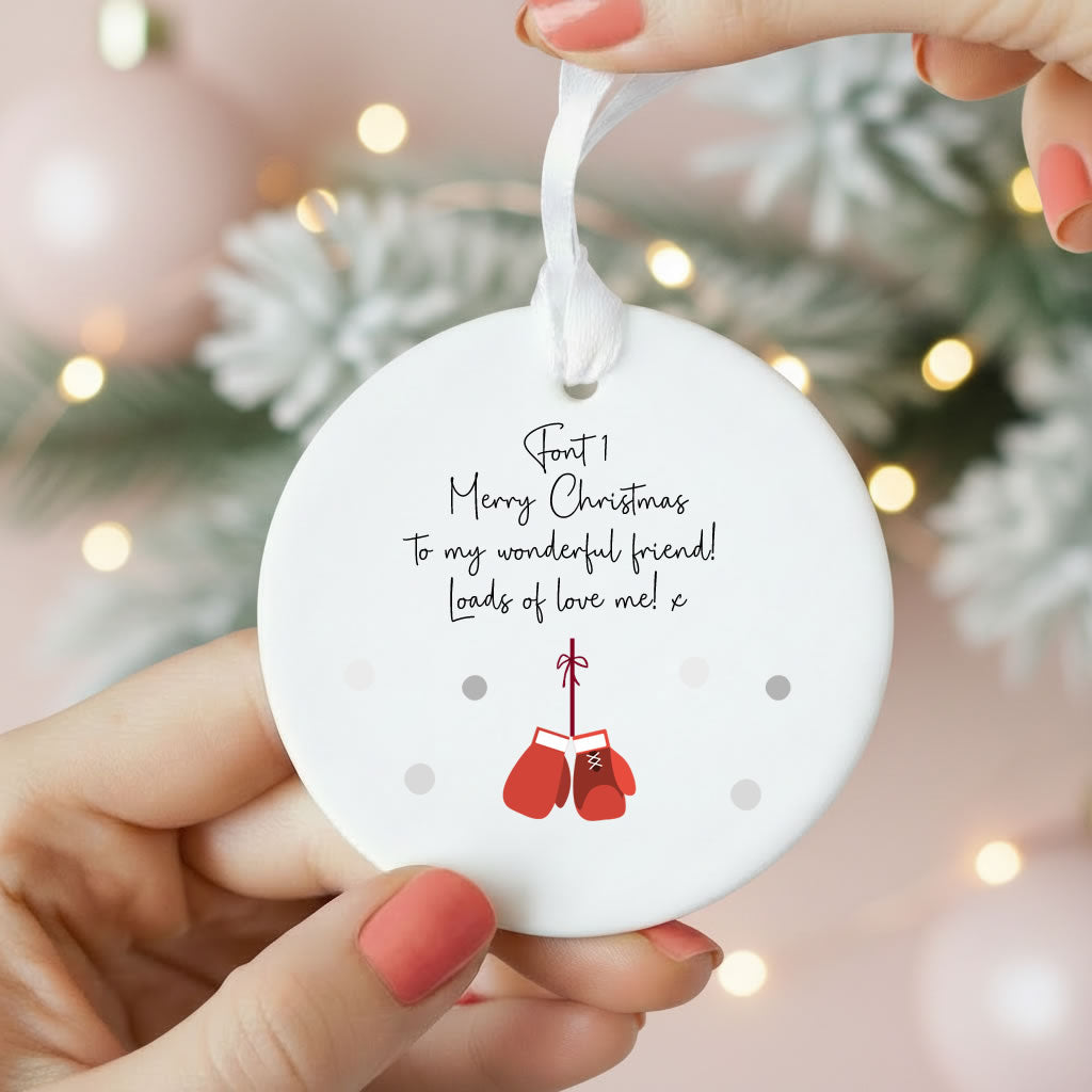 Personalised Wording Boxing Ceramic Christmas Decoration