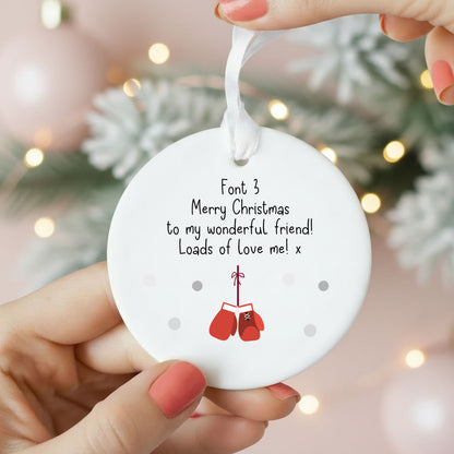 Personalised Wording Boxing Ceramic Christmas Decoration