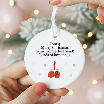 Personalised Wording Boxing Ceramic Christmas Decoration