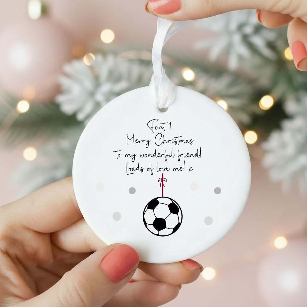 Personalised Wording Football Ceramic Christmas Ornament
