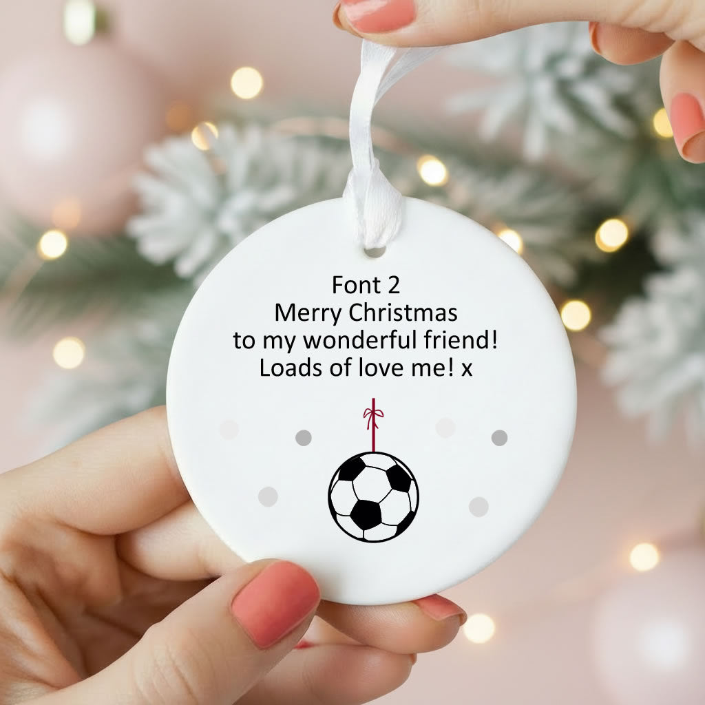 Personalised Wording Football Ceramic Christmas Ornament