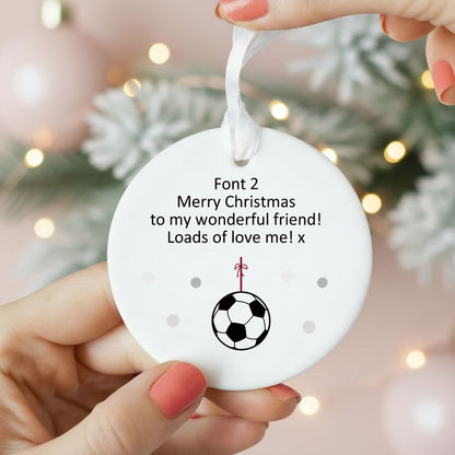 Personalised Wording Football Ceramic Christmas Ornament