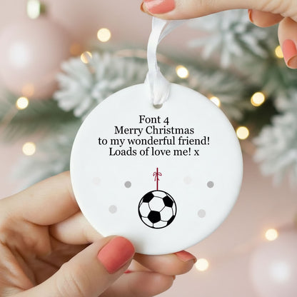 Personalised Wording Football Ceramic Christmas Ornament
