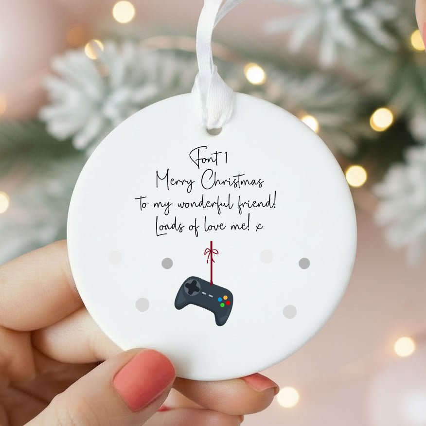 Personalised Wording Gamer Ceramic Christmas Tree Decoration