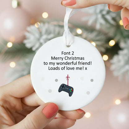 Personalised Wording Gamer Ceramic Christmas Tree Decoration