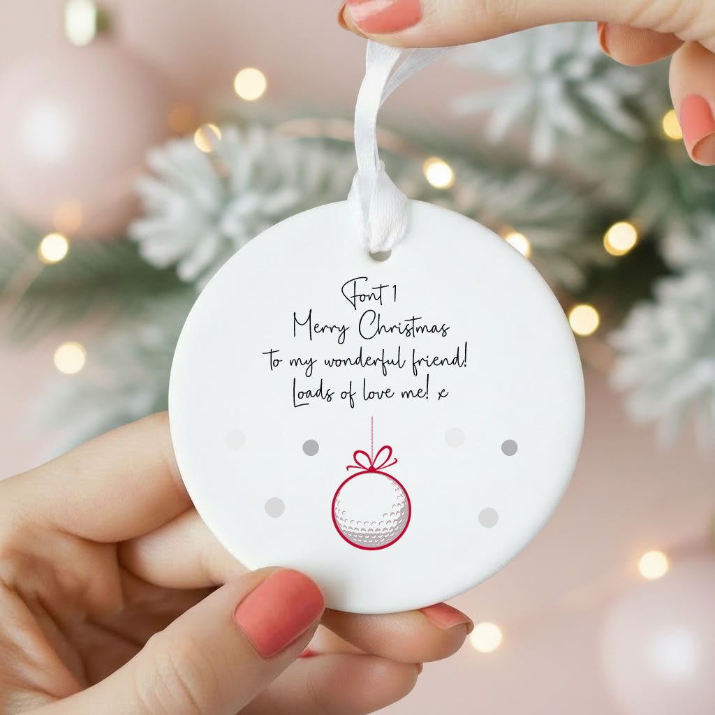 Personalised Wording Golf Ceramic Christmas Tree Bauble