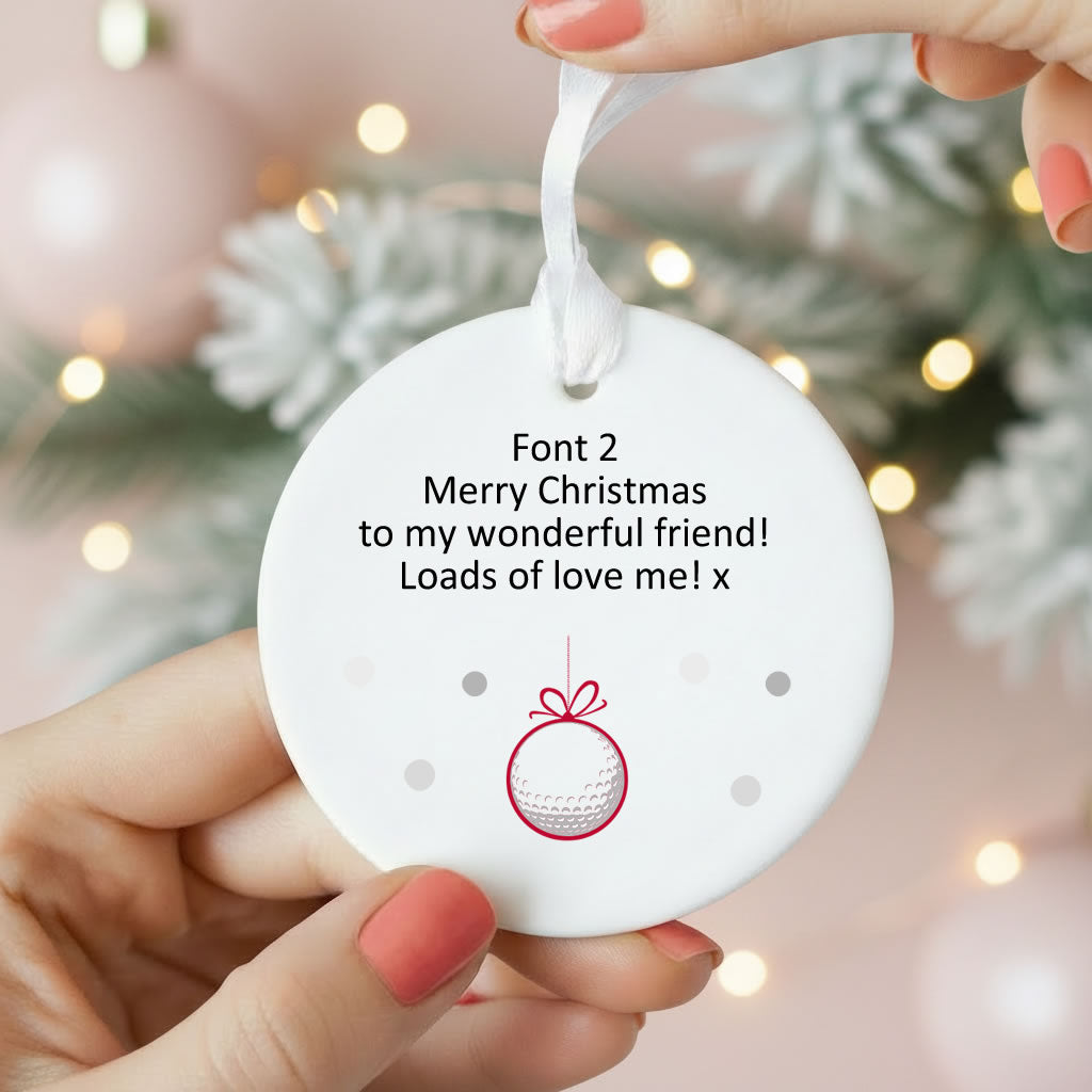 Personalised Wording Golf Ceramic Christmas Tree Bauble