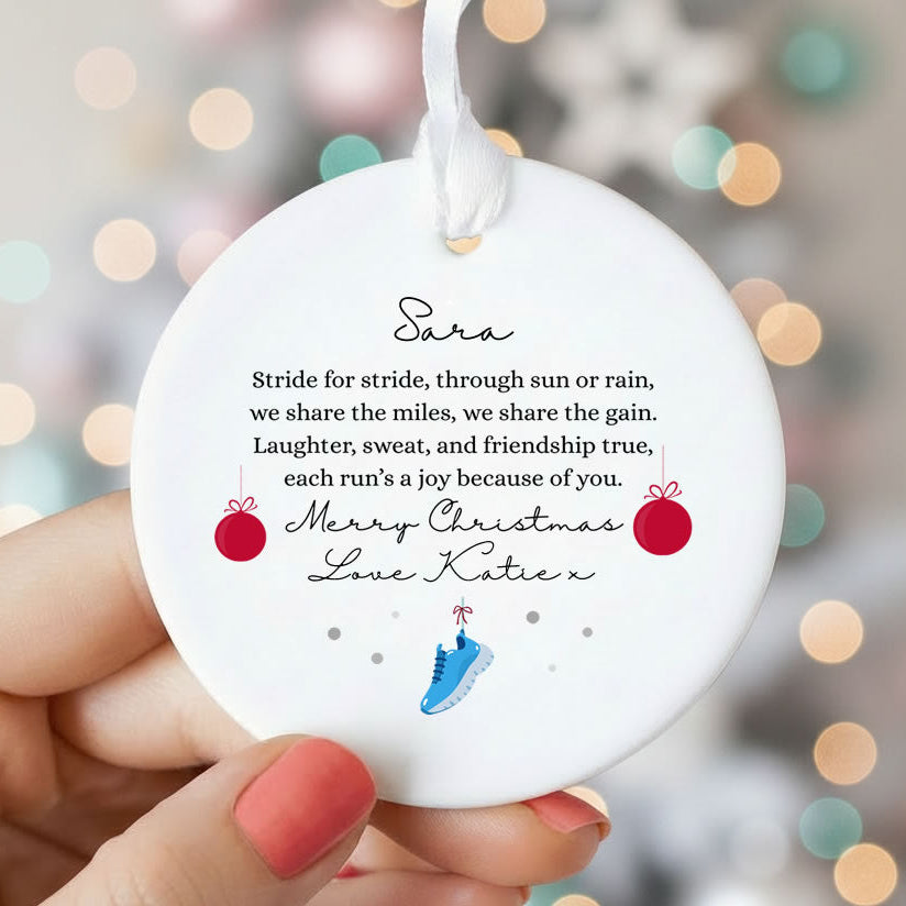 Personalised Merry Christmas Runner Ceramic Bauble