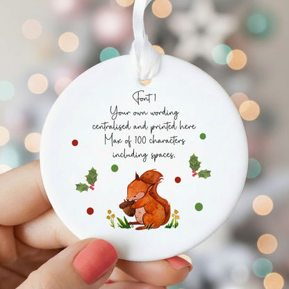 Personalised Wording Squirrel Ceramic Christmas Decoration