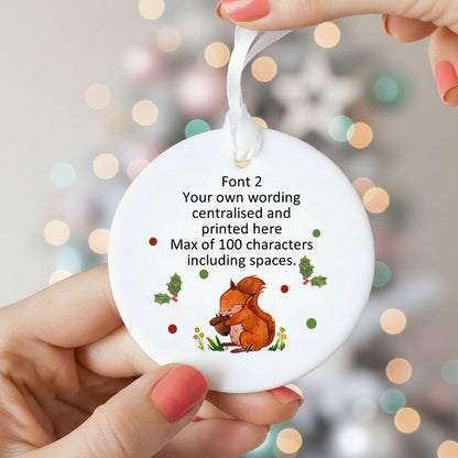 Personalised Wording Squirrel Ceramic Christmas Decoration