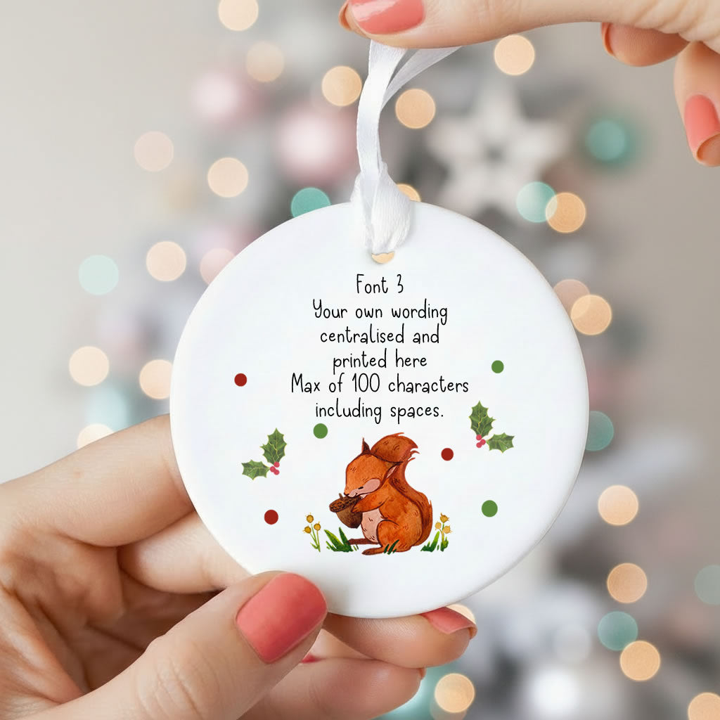 Personalised Wording Squirrel Ceramic Christmas Decoration