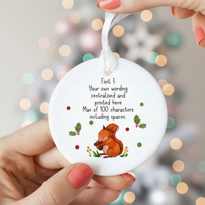 Personalised Wording Squirrel Ceramic Christmas Decoration