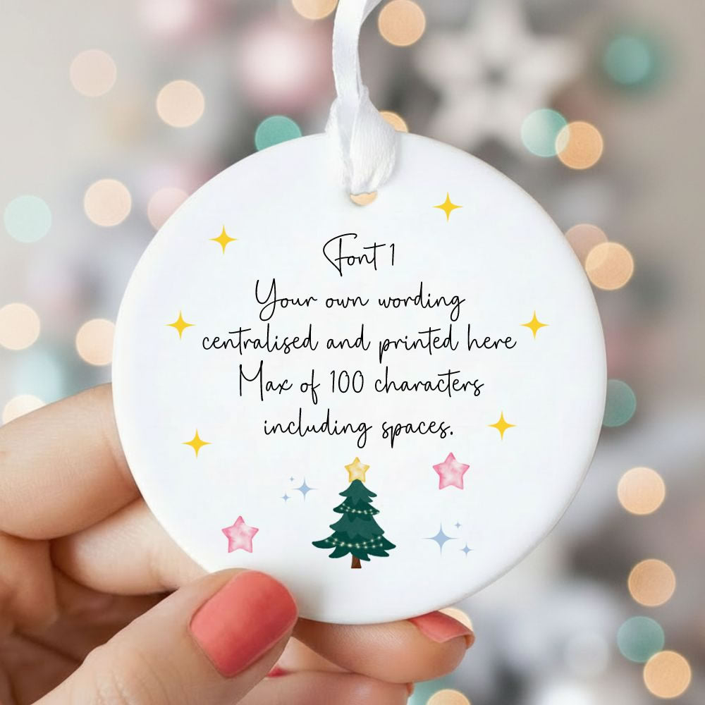 Personalised Watercolour Christmas Tree Ceramic Hanging Bauble