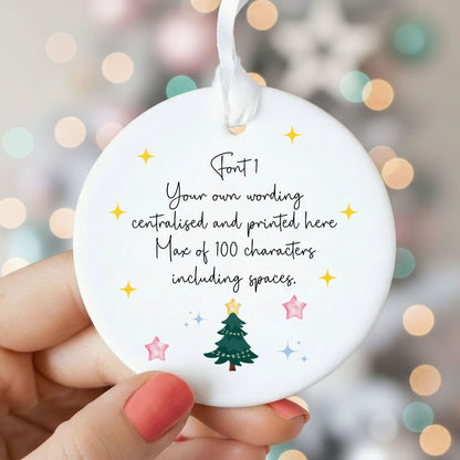 Personalised Watercolour Christmas Tree Ceramic Hanging Bauble