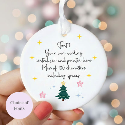 Personalised Watercolour Christmas Tree Ceramic Hanging Bauble