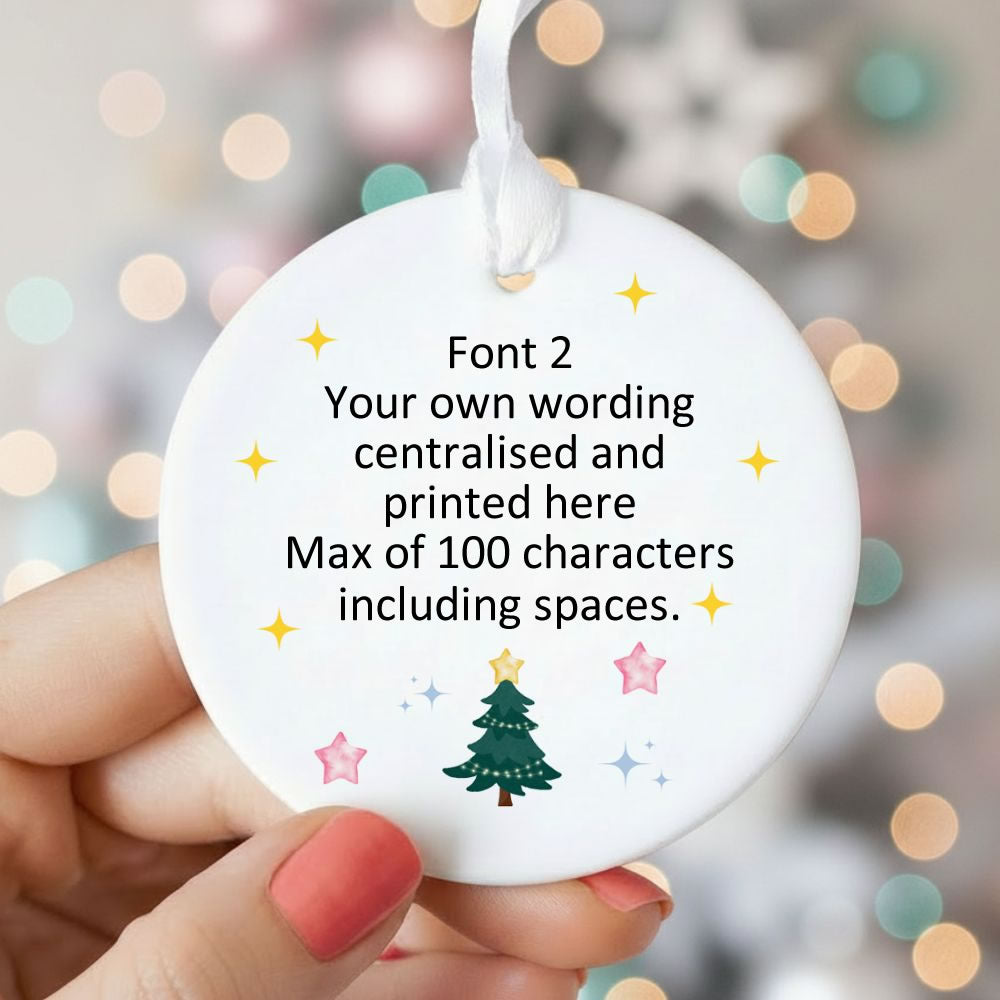 Personalised Watercolour Christmas Tree Ceramic Hanging Bauble