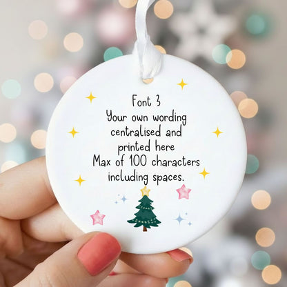 Personalised Watercolour Christmas Tree Ceramic Hanging Bauble