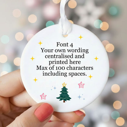 Personalised Watercolour Christmas Tree Ceramic Hanging Bauble