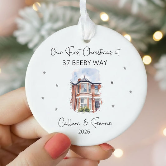 Personalised Watercolour Style Your Own Photo First Christmas Bauble