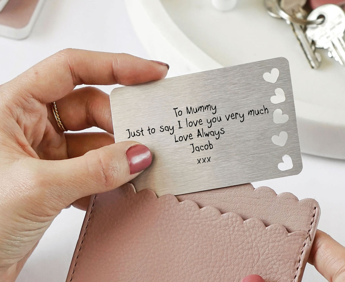 Personalised Sentimental Keepsake Wallet Card Child's Handwriting Font