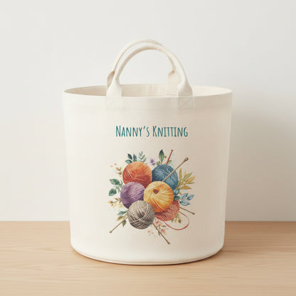 Personalised Name Knitting Felt Storage Trug Basket