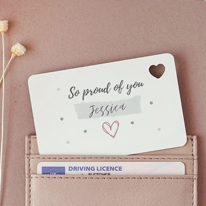 Personalised So Proud Of You Sentimental Metal Wallet Card