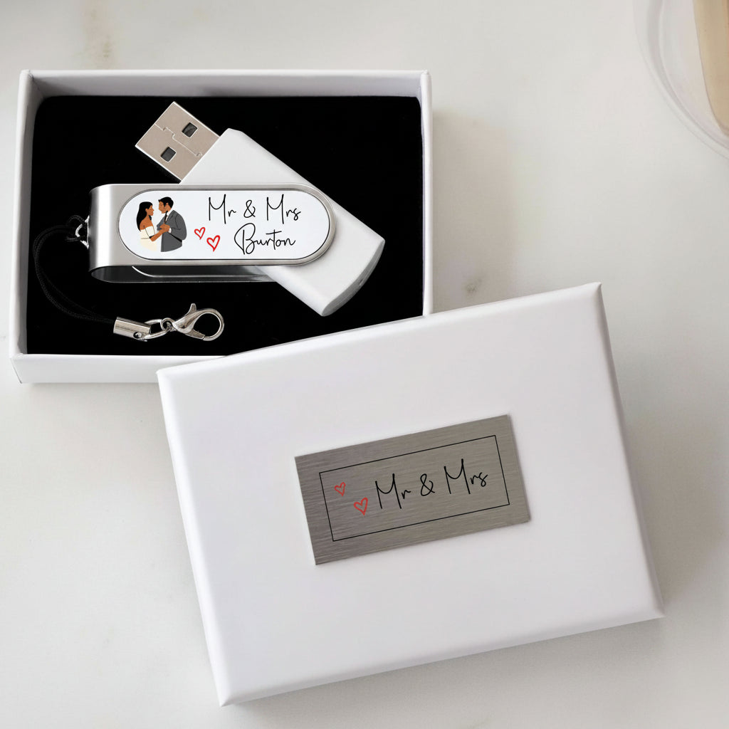 Personalised Mr & Mrs Wedding USB Flashdrive In Gift Box