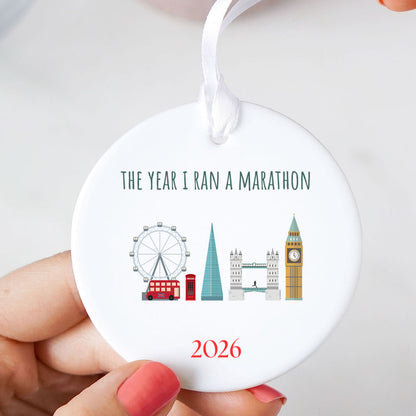 The Year I Ran A Marathon 2026 Ceramic Round Ornament Bauble