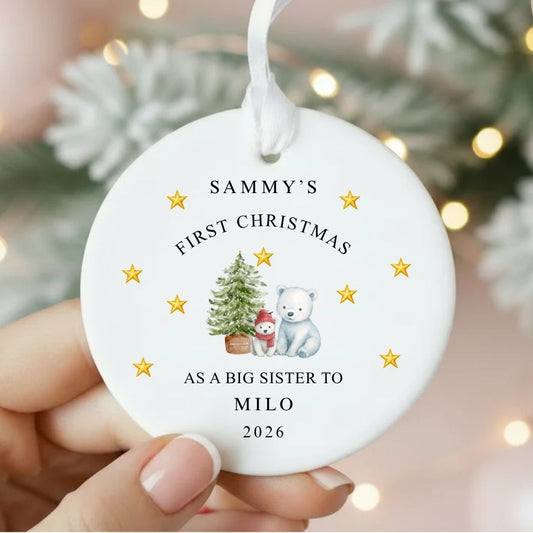 Personalised First Christmas As Big Brother/Sister Christmas Bauble